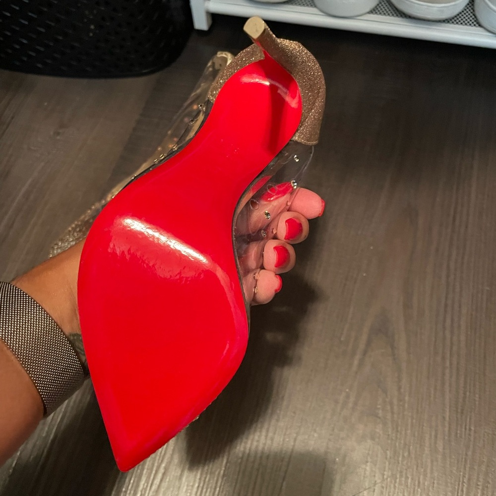 Christian Louboutin Gold Sequin Heels - Picture 4 of 5